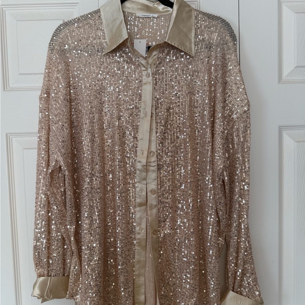 Timing Shimmering Sequin Blouse